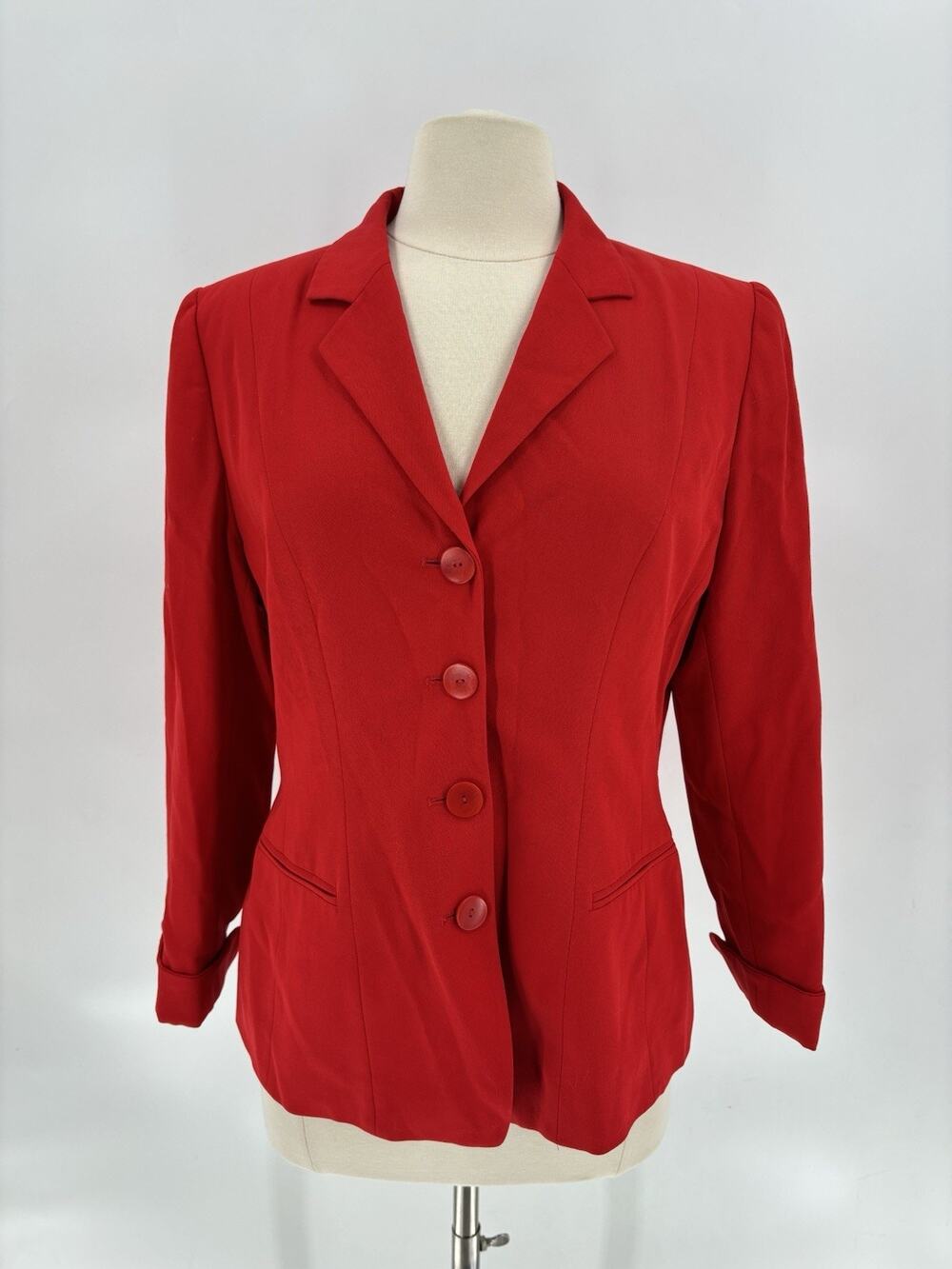 Vintage 80s Mondi Blazer Jacket Womens Medium Red Single Breasted Button Front